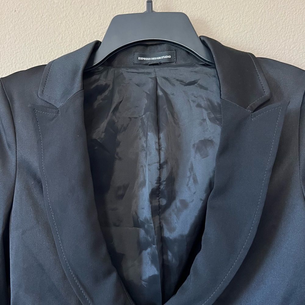 Express Design Studio Satin Tuxedo Suit Jacket - image 3